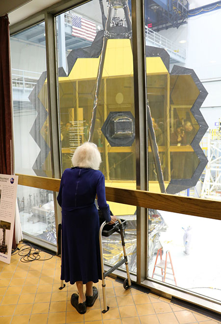 Nancy Grace Roman views the James Webb Space Telescope.
