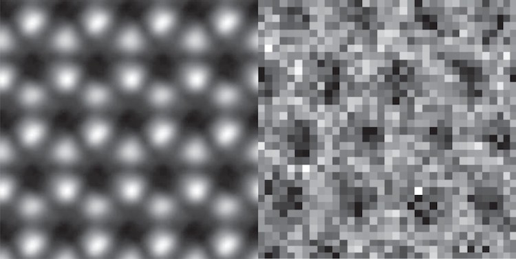 Simulated (left) and actual (right) results