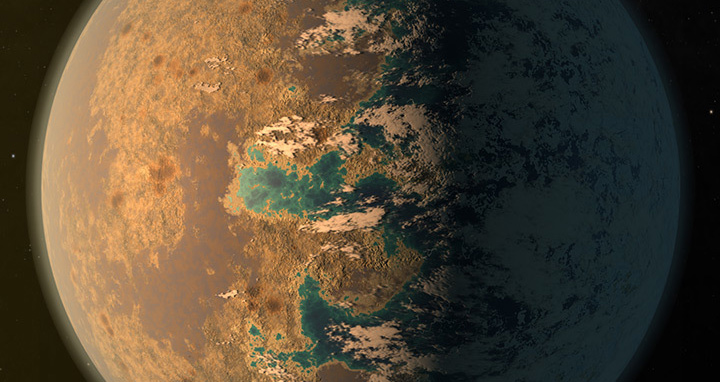 Illustration of exoplanet TRAPPIST-1d.