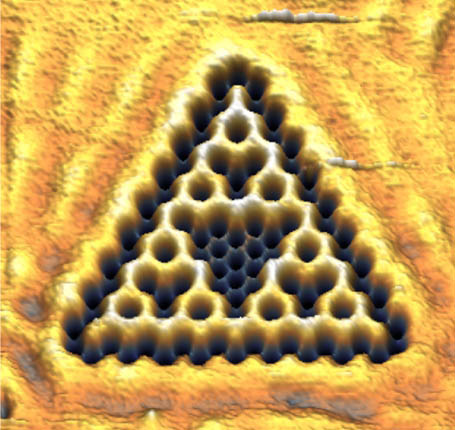 A Sierpinski triangle created with atoms