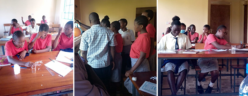 Students in Kenya test out the lab kits.
