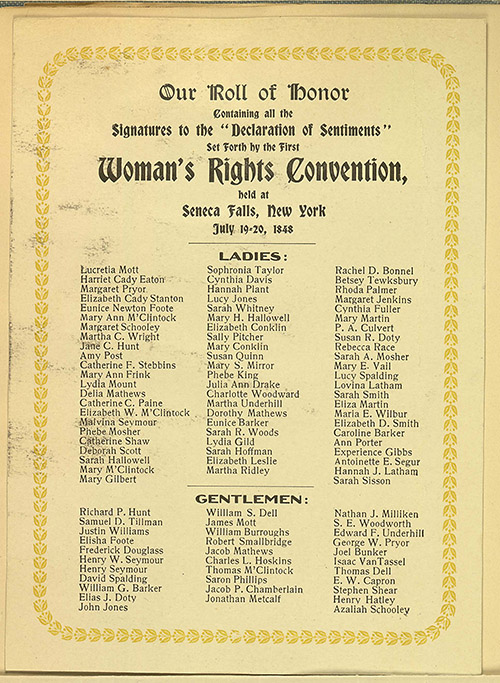 Declaration of Sentiments, 1848.