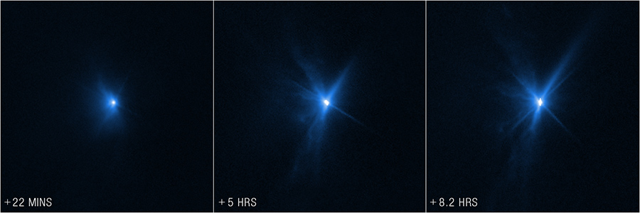 Dimorphos ejecta observed by Hubble.