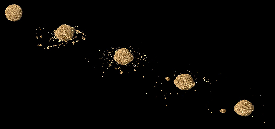 Formation of a moonlet from a rapidly spinning rubble-pile asteroid.