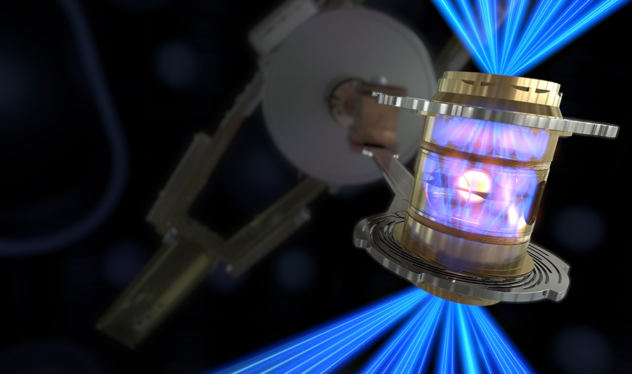 Illustration of a laser shot at the National Ignition Facility.