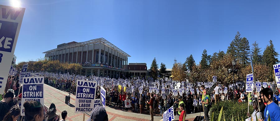 Students at the University of California, Berkeley, protesting in favor of unionization.