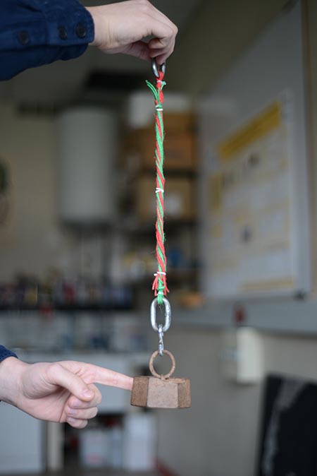 Cotton yarn of green and red strands