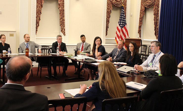 OSTP official Aaron Miles speaks at a 2019 meeting of the Research Security Subcommittee of the White House’s Joint Committee on the Research Environment