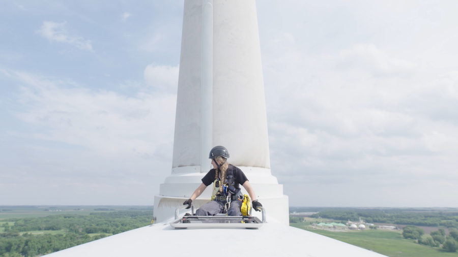 Atop a wind turbine