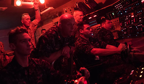 Inside the submarine Onondaga.