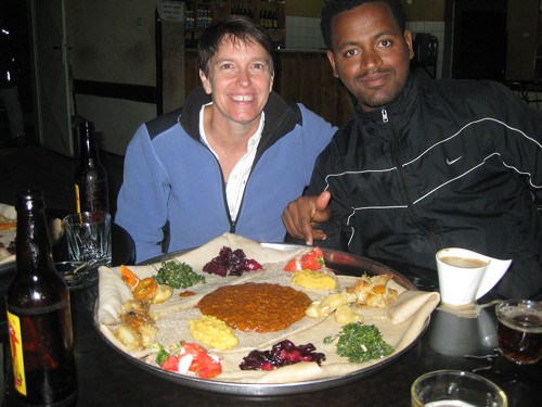 Typical vegetarian meal on a fasting day during the summer period. Each Wednesday and Friday are Ethiopian Orthodox Christian fasting days where no meat (a staple for the people of Addis Alem) can be eaten. CREDIT: Catherine O'Riordan