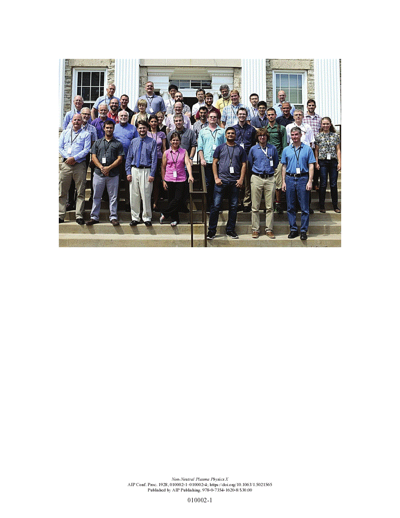 First page of Conference Photo: Non-Neutral Plasma Physics X
