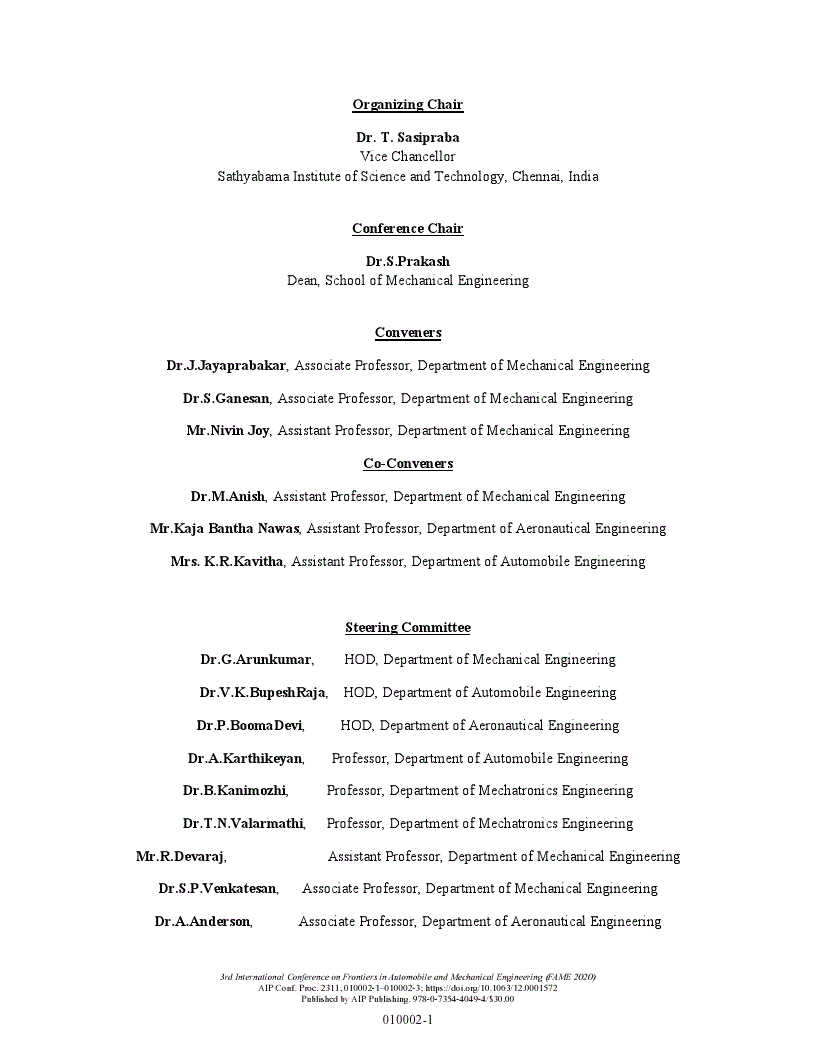 First page of Committees: 3rd International Conference on Frontiers in Automobile and Mechanical Engineering (FAME 2020)