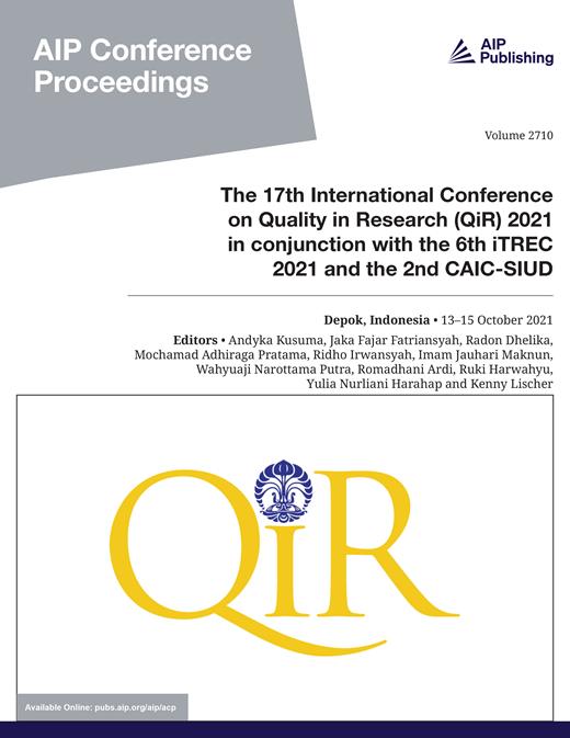 AIP Conference Proceedings Cover Image for Volume 2710, Issue 1