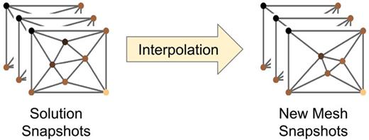 FIG. 4. The initial pressures and velocities are interpolated onto the new mesh at each interpolation step.