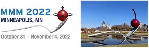 The inspiration for the MMM 2022 logo came from the “Spoonbridge and Cherry” sculpture created by Claes Oldenburg and Coosje van Bruggen installed at the Minneapolis Sculpture Garden located near the conference site.