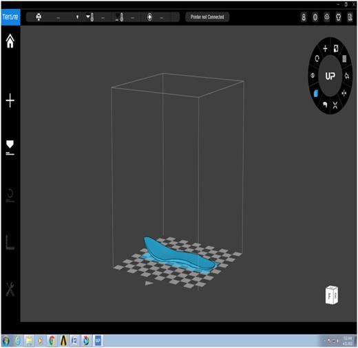 Graphical user interface (GUI) of UP-mini 3.0 for printing the template mold.
