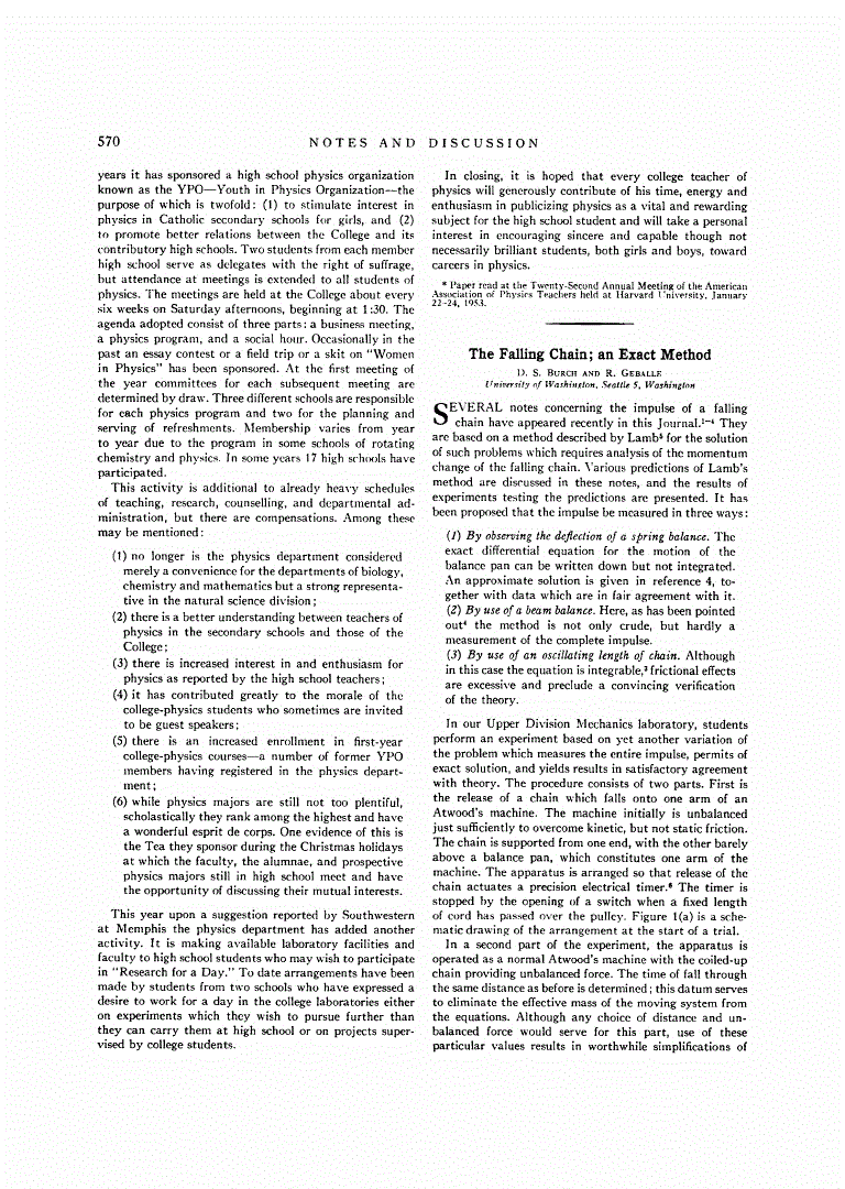 First page of The Falling Chain; an Exact Method