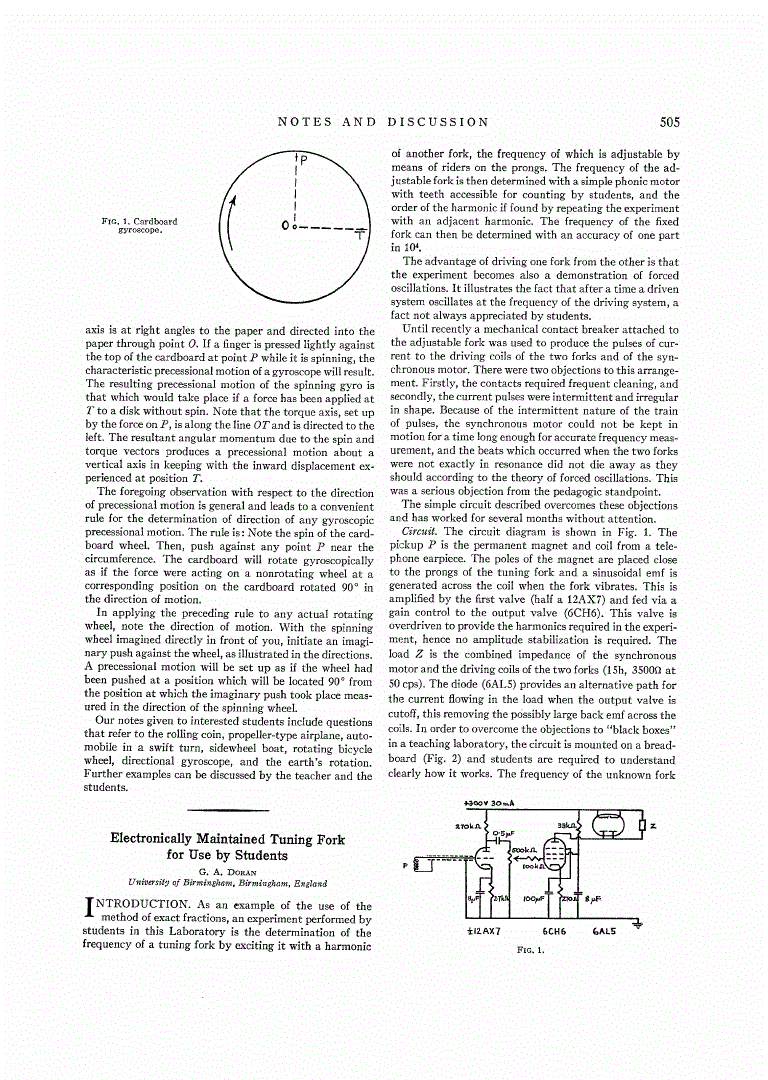 First page of Electronically Maintained Tuning Fork for Use by Students