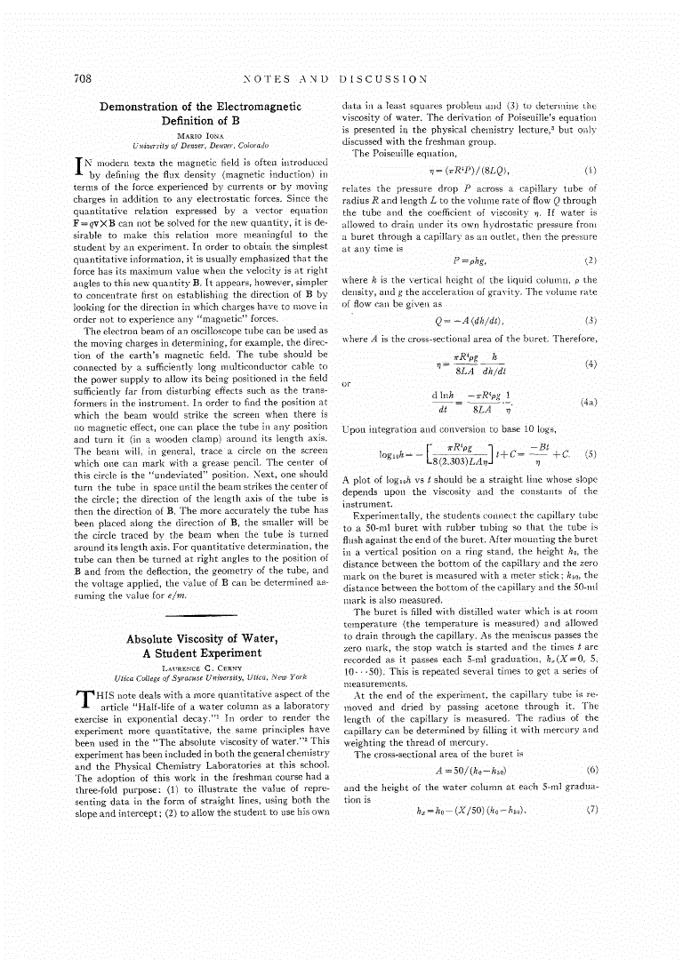 First page of Demonstration of the Electromagnetic Definition of <inline-formula><math overflow="scroll"><mi mathvariant="bold">B</mi></math></inline-formula>