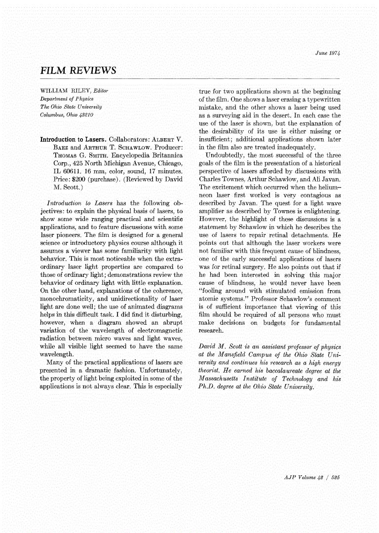 First page of Introduction to Lasers