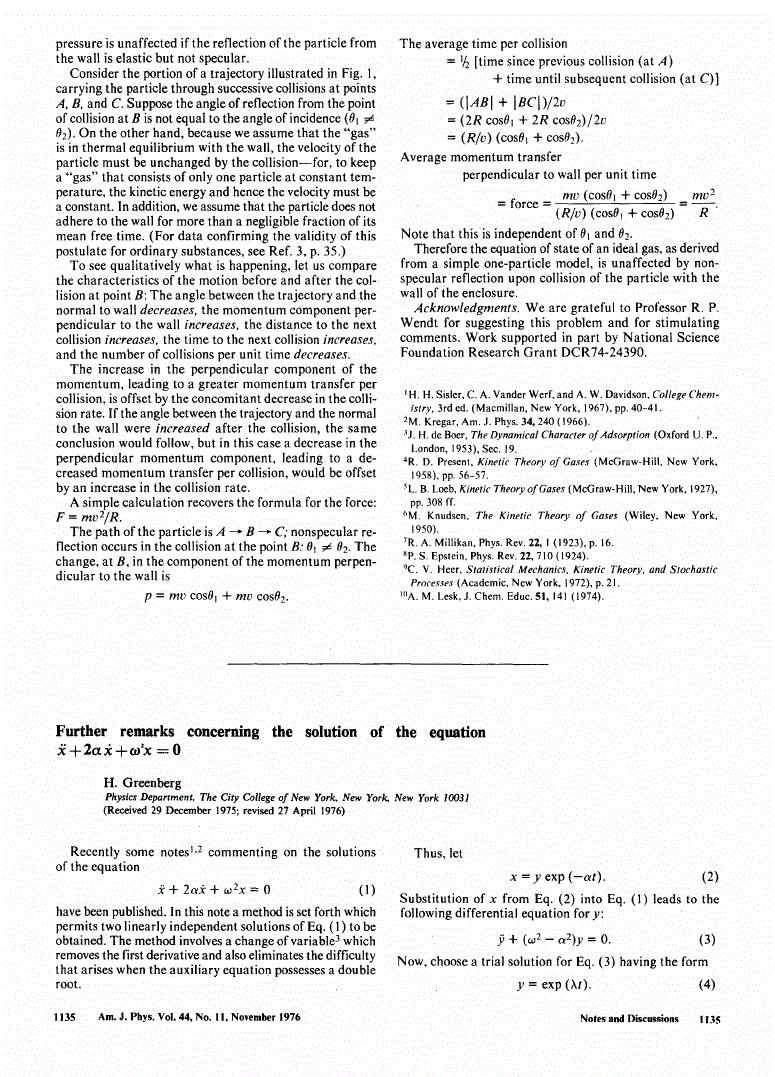First page of Further remarks concerning the solution of the equation <italic>ẍ</italic>+2αẋ+ω<sup>2</sup><italic>x</italic>=0
