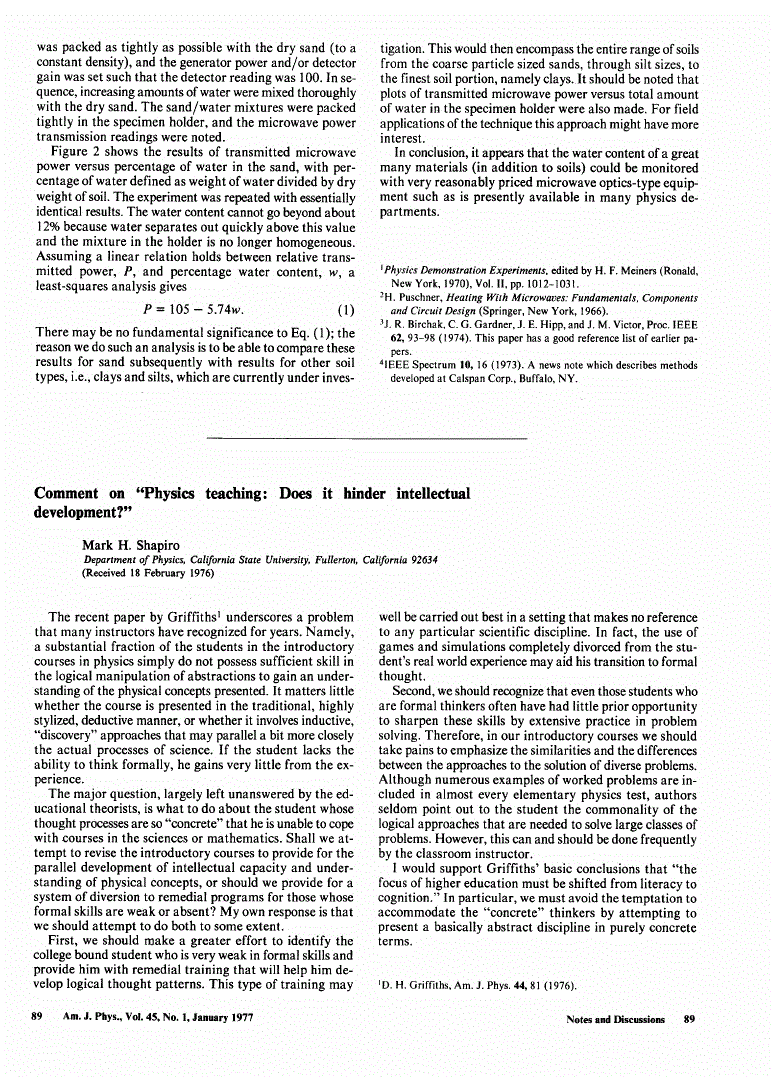 First page of Comment on ’’Physics teaching: Does it hinder intellectual development?’’