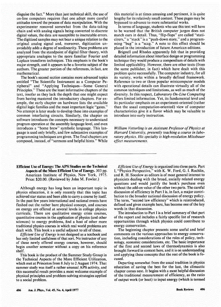 First page of <italic>Efficient</italic> <italic>Use</italic> <italic>of</italic> <italic>Energy</italic> (The APS Studies on the Technical Aspects of the More Efficient Use of Energy)