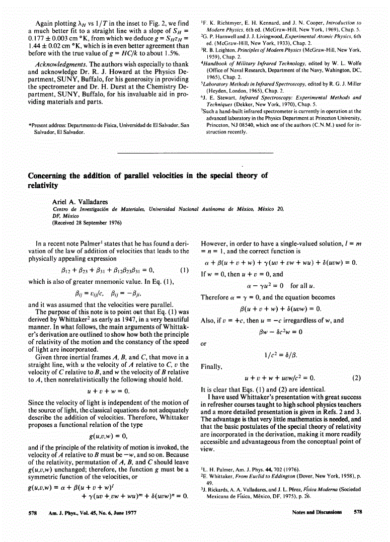 First page of Concerning the addition of parallel velocities in the special theory of relativity