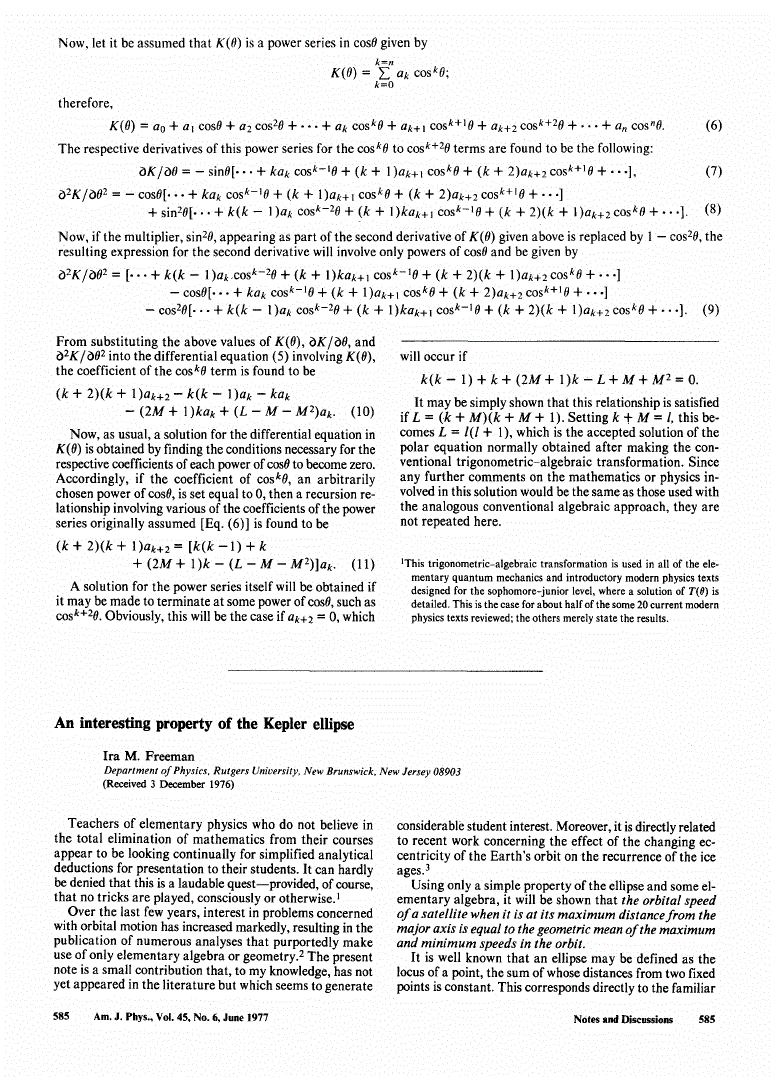 First page of An interesting property of the Kepler ellipse
