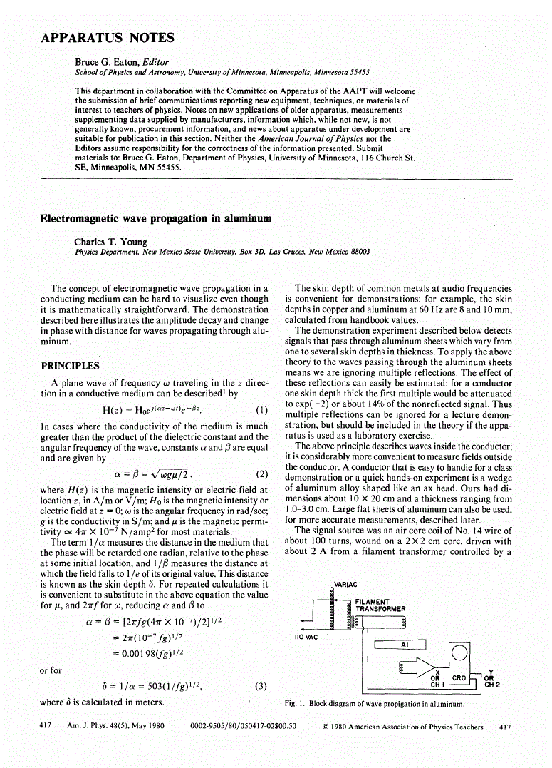 First page of Electromagnetic wave propagation in aluminum