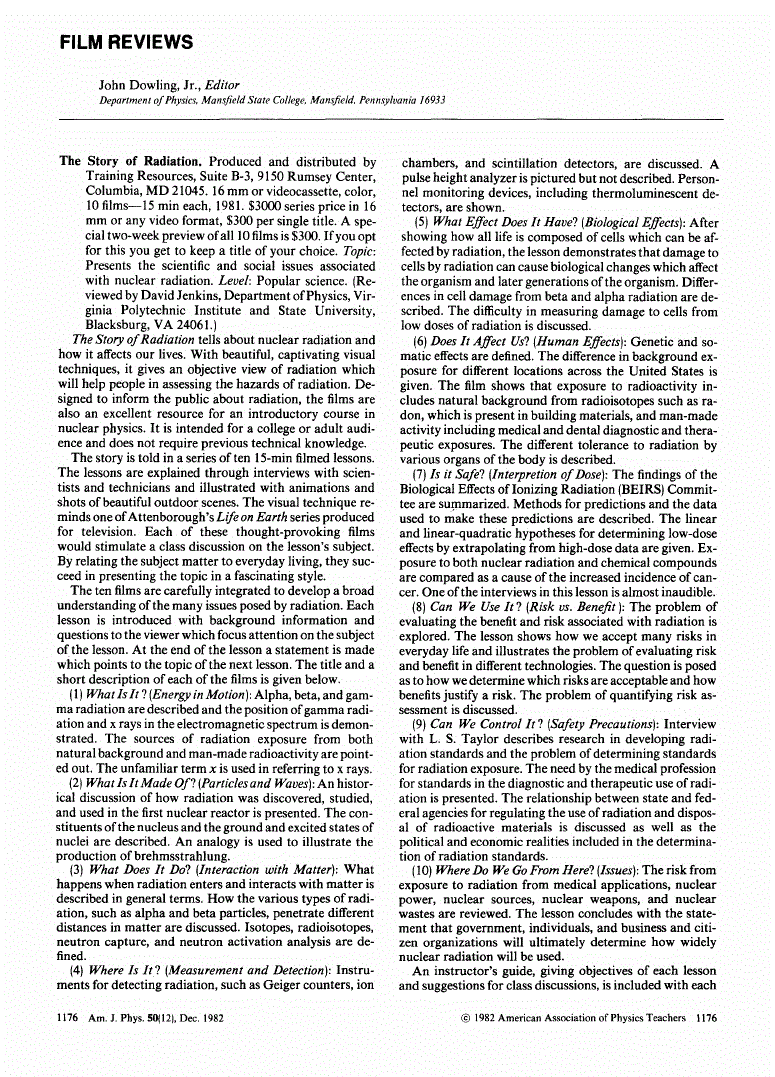 First page of <italic>The Story of Radiation</italic> (film)