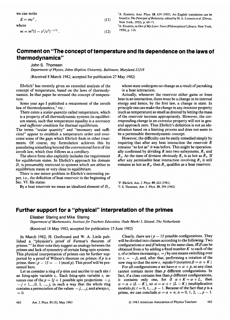 First page of Further support for a ‘‘physical’’ interpretation of the primes