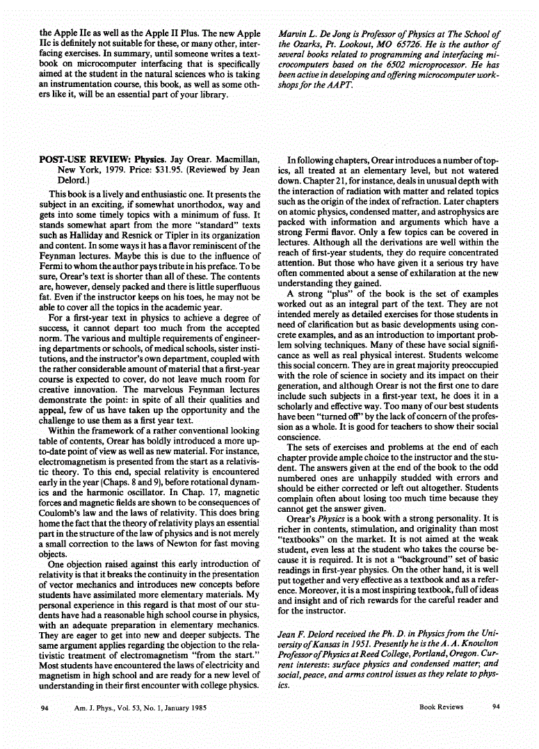 First page of POST‐USE REVIEW: <italic>Physics</italic>