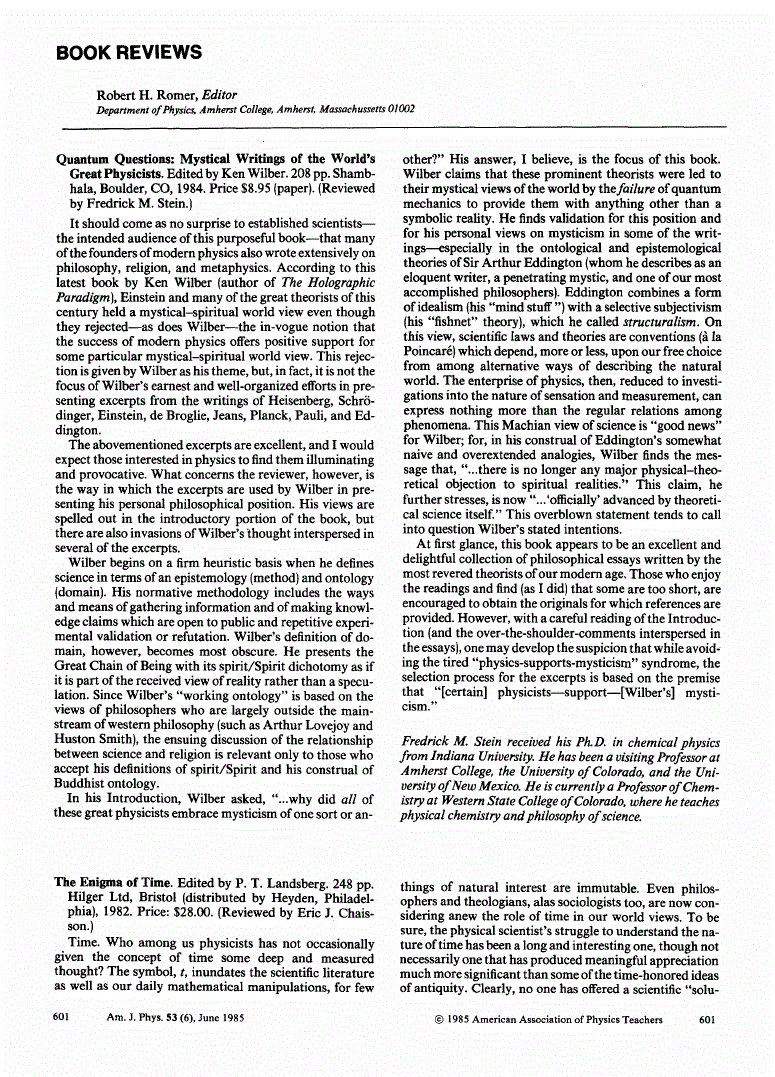 First page of <italic>Quantum Questions: Mystical Writings of the World’s Great</italic> <italic>Physicists</italic>