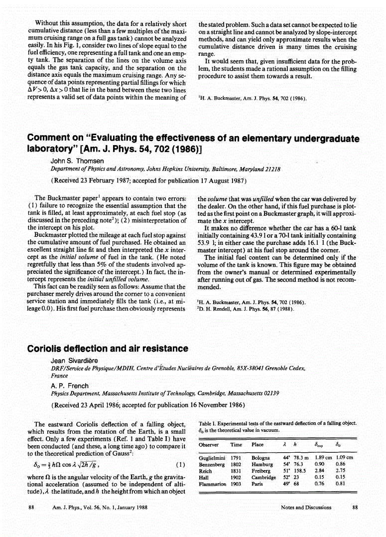 First page of Coriolis deflection and air resistance