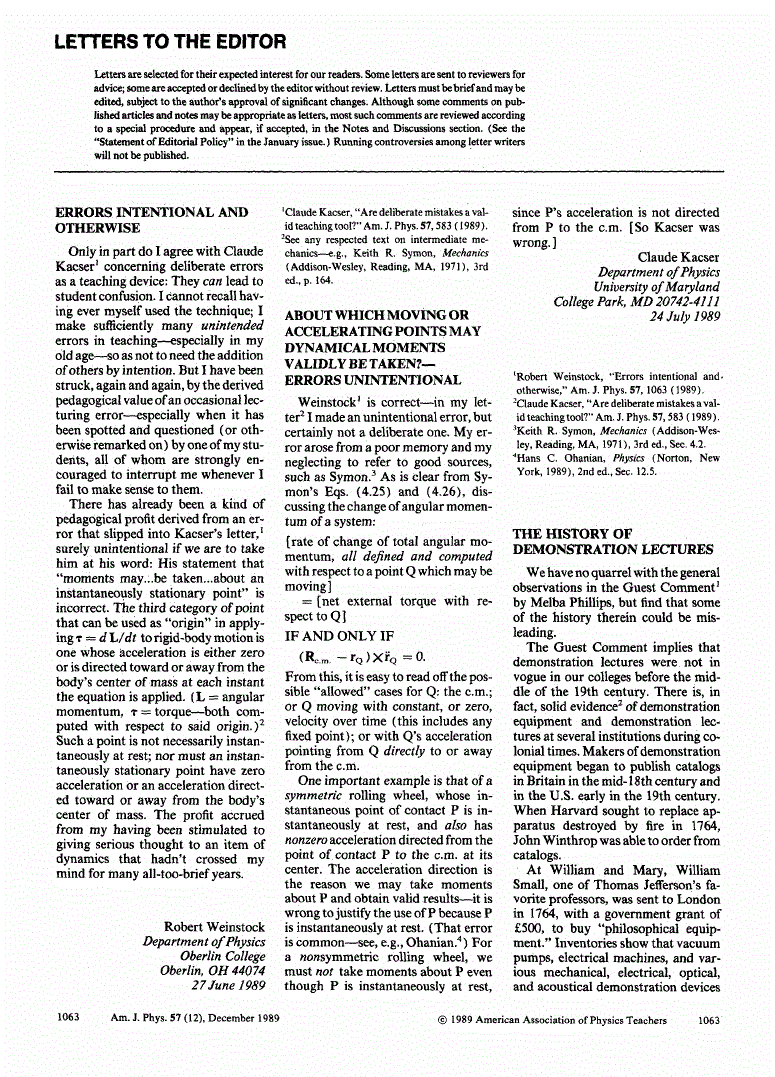 First page of The history of demonstration lectures