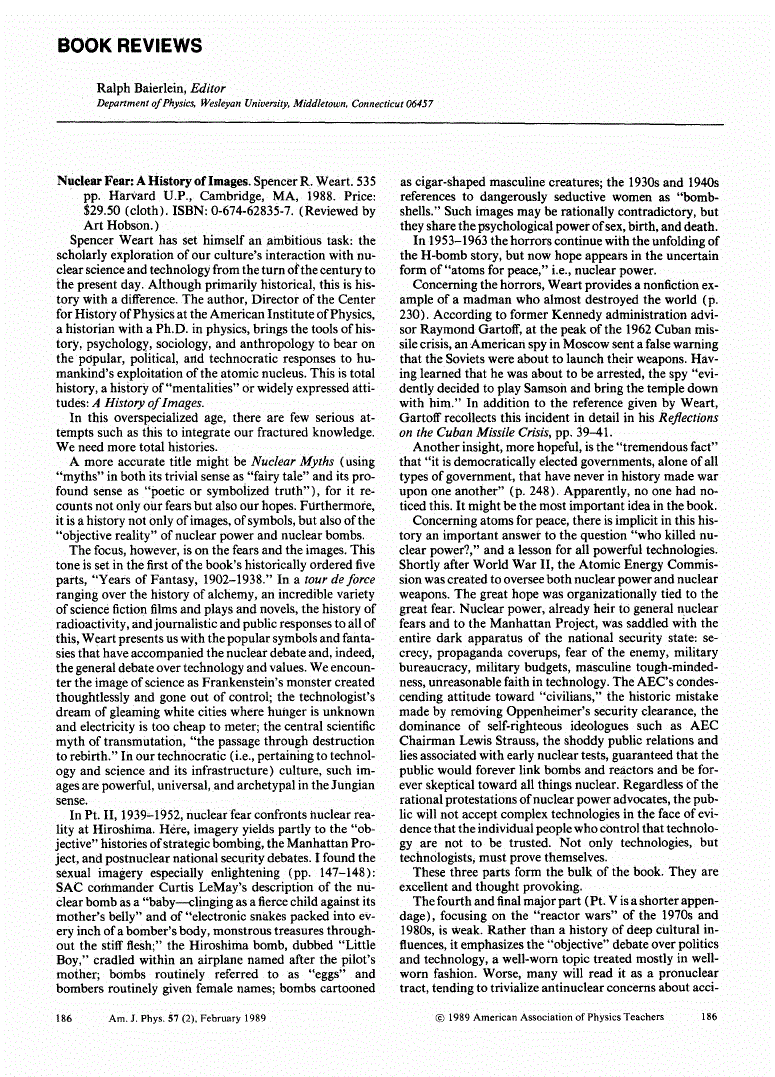 First page of <italic>Nuclear Fear: A History of Images</italic>