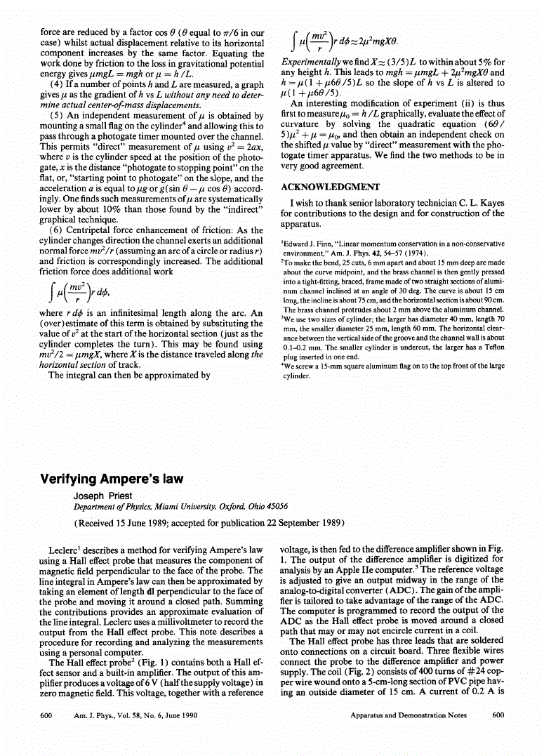 First page of Verifying Ampere’s law