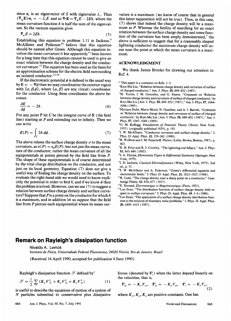 First page of Remark on Rayleigh’s dissipation function