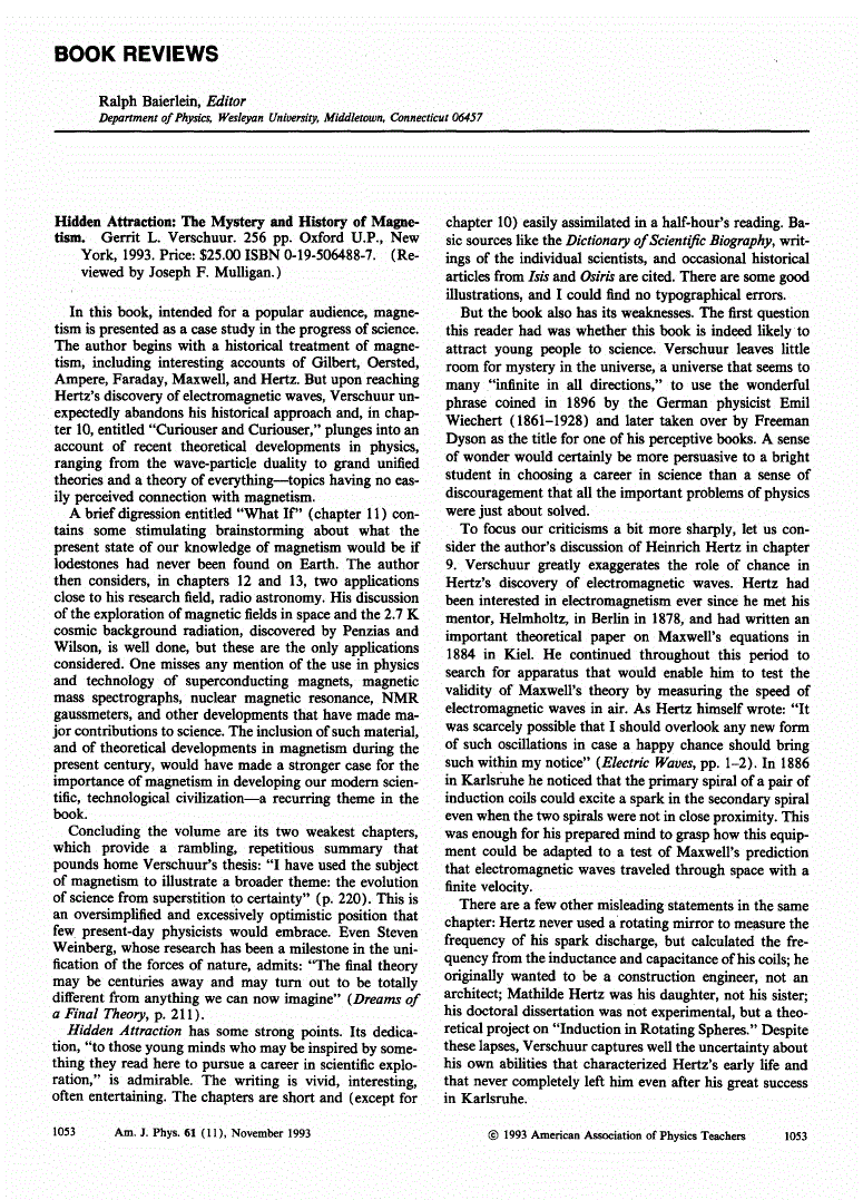 First page of Hidden Attraction: The Mystery and History of Magnetism