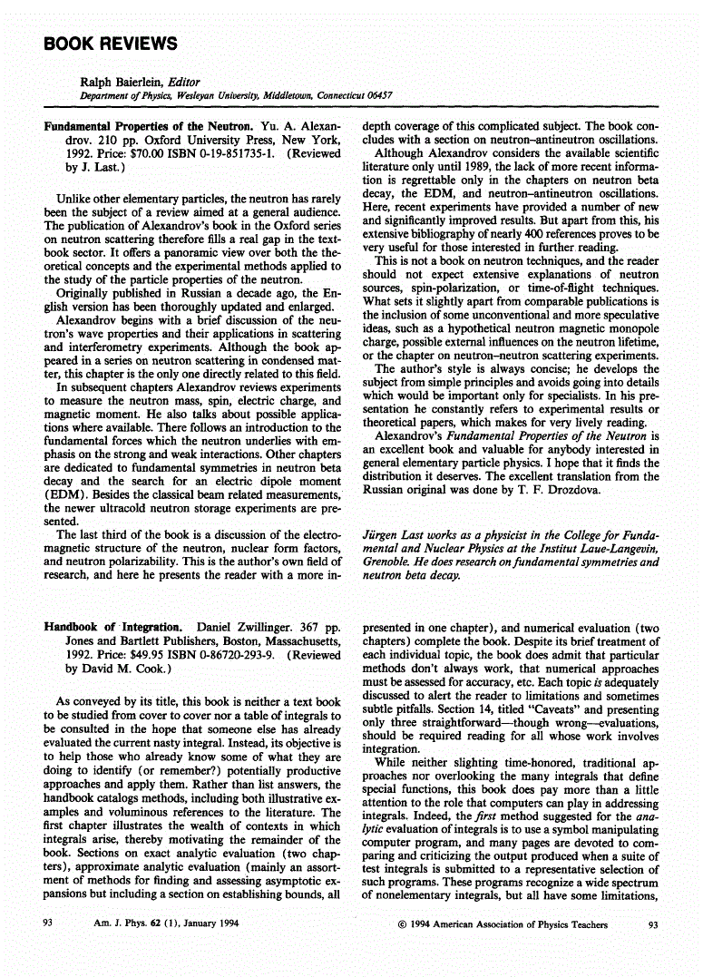 First page of Handbook of Integration