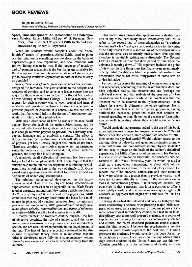 First page of Space, Time and Quanta: An Introduction to Contemporary Physics