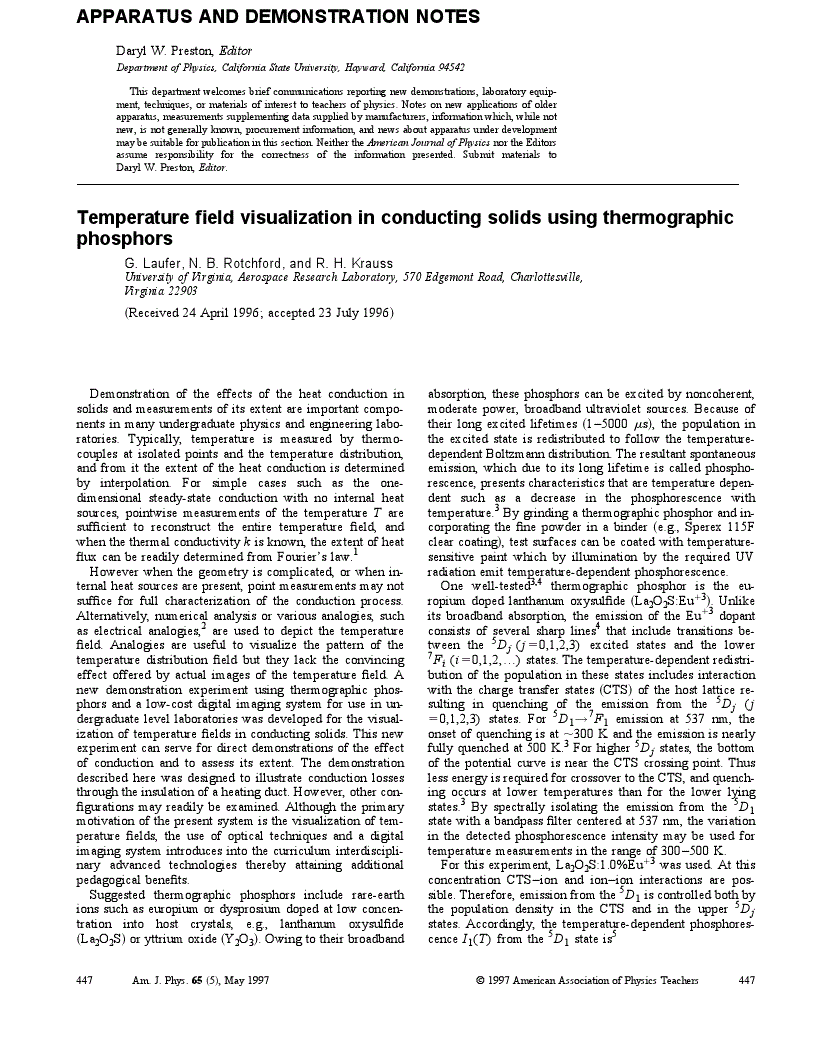 First page of Temperature field visualization in conducting solids using thermographic phosphors