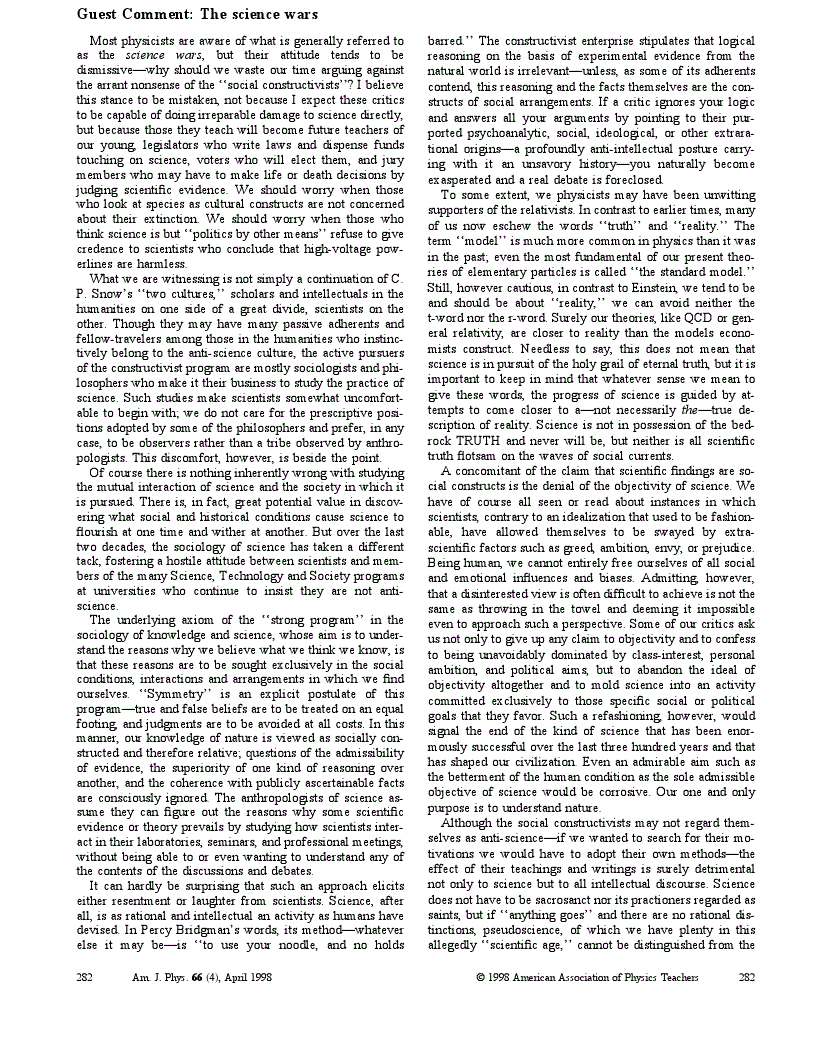 First page of The science wars