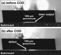 Investigation of dark line defects induced by catastrophic optical
