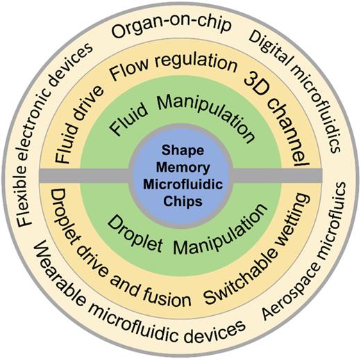 Shape memory polymers utilized in microfluidic systems.