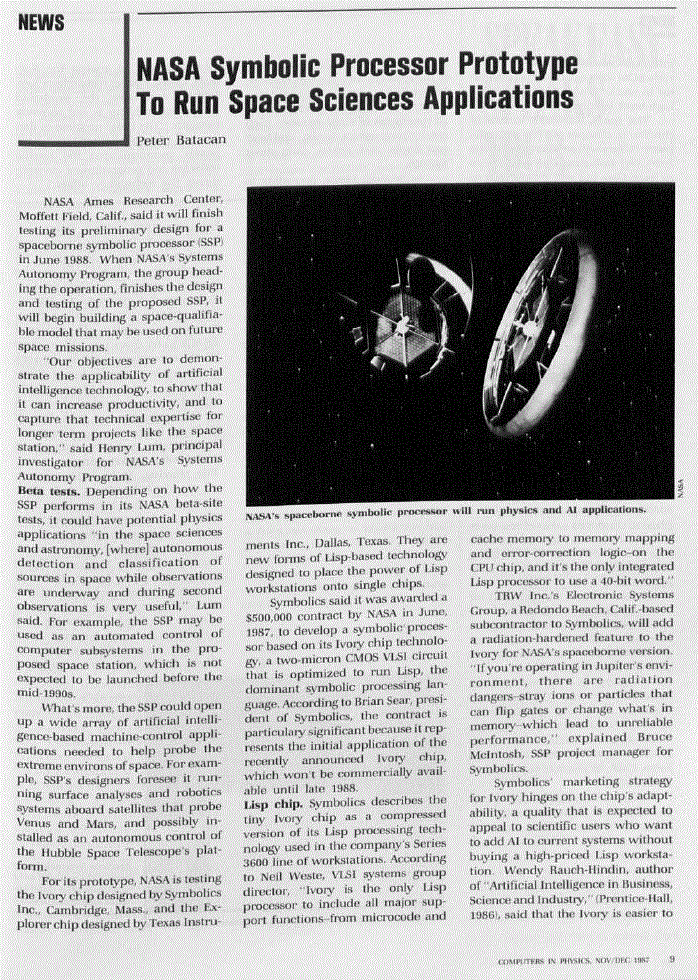 NASA Symbolic Processor Prototype To Run Space Sciences Applications ...