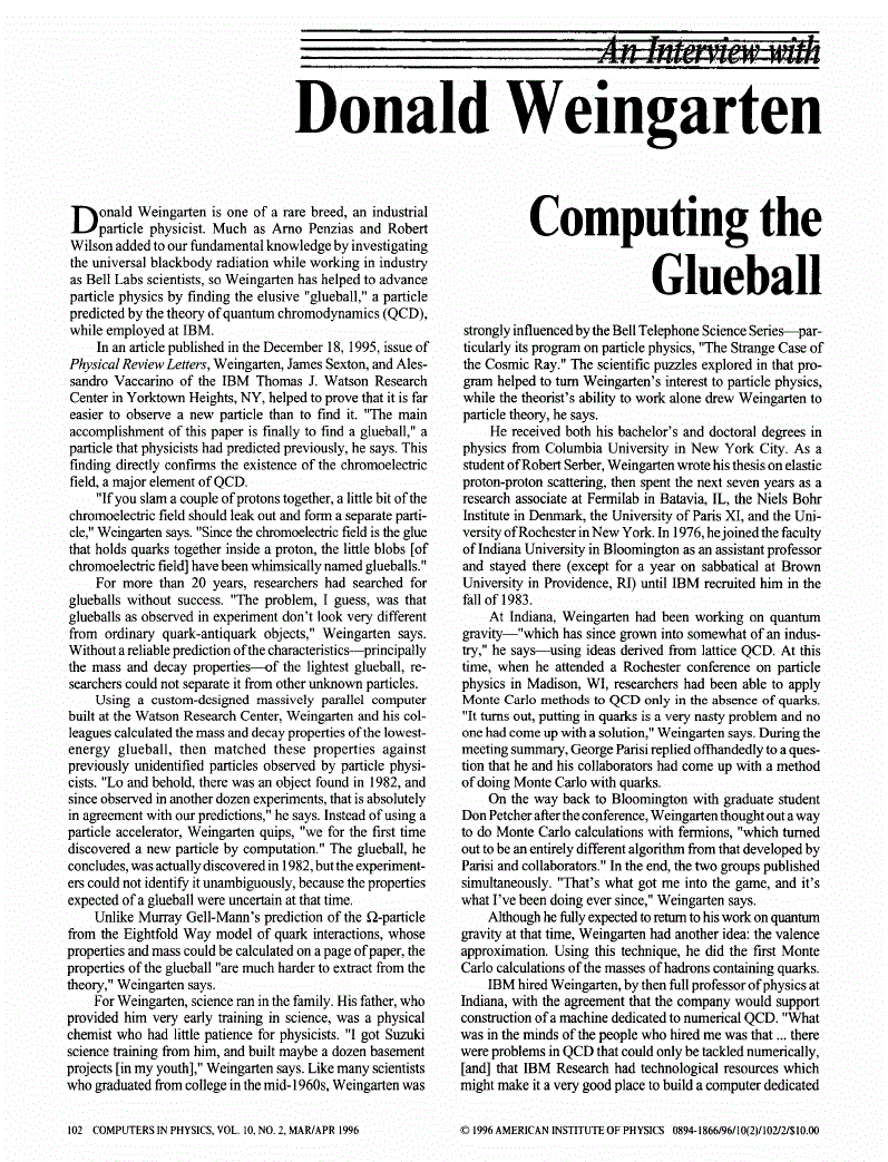 First page of Computing the Glueball