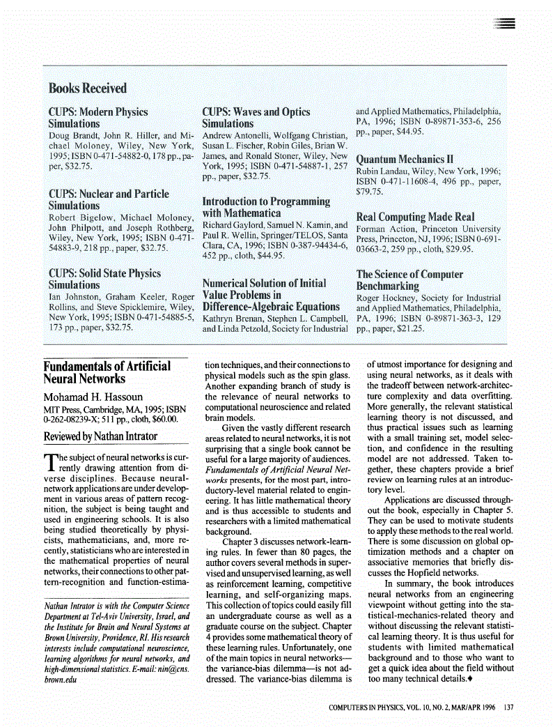 First page of Fundamentals of Artificial Neural Networks